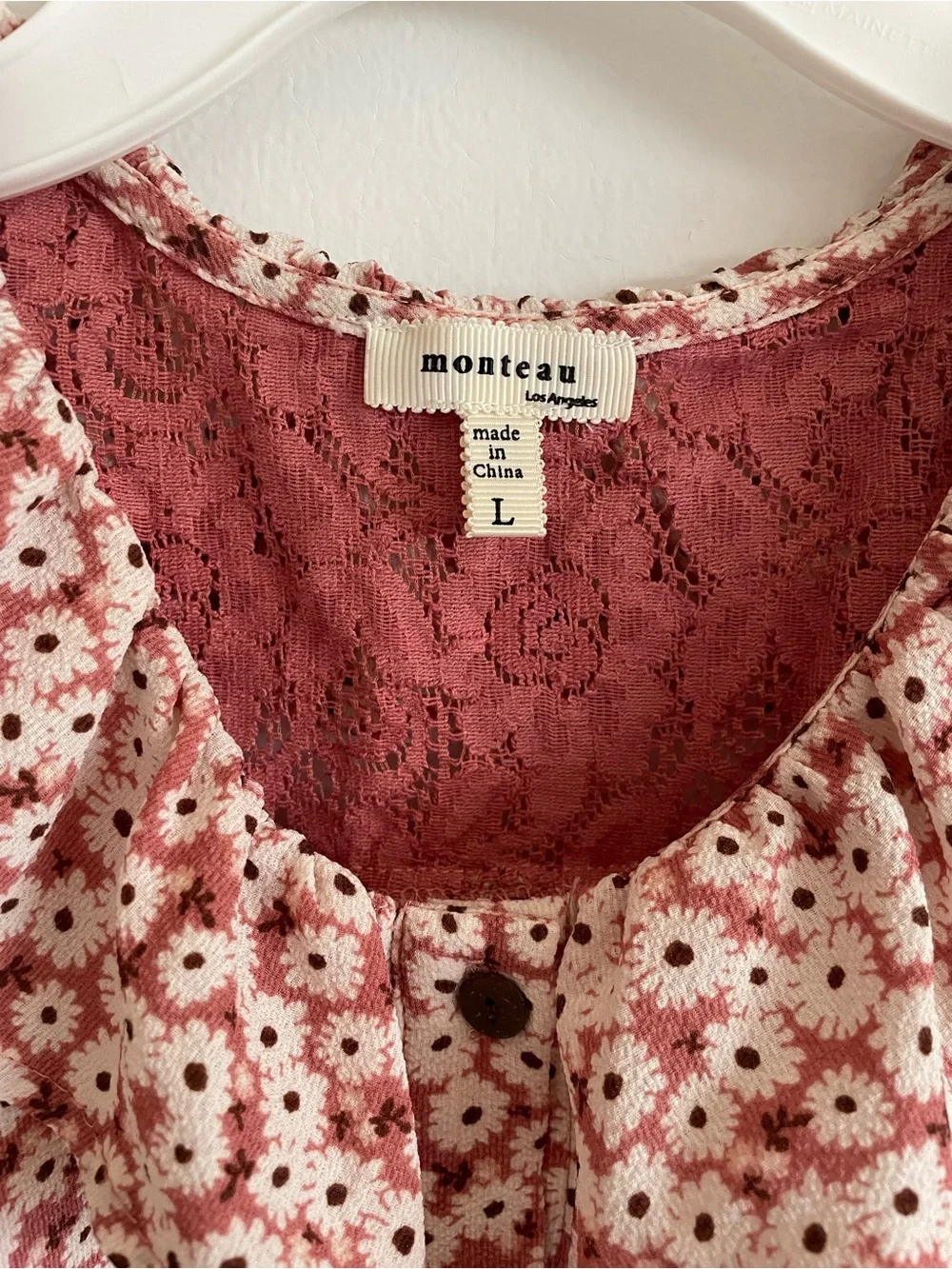 Monteau Rose Floral Button-Down Top